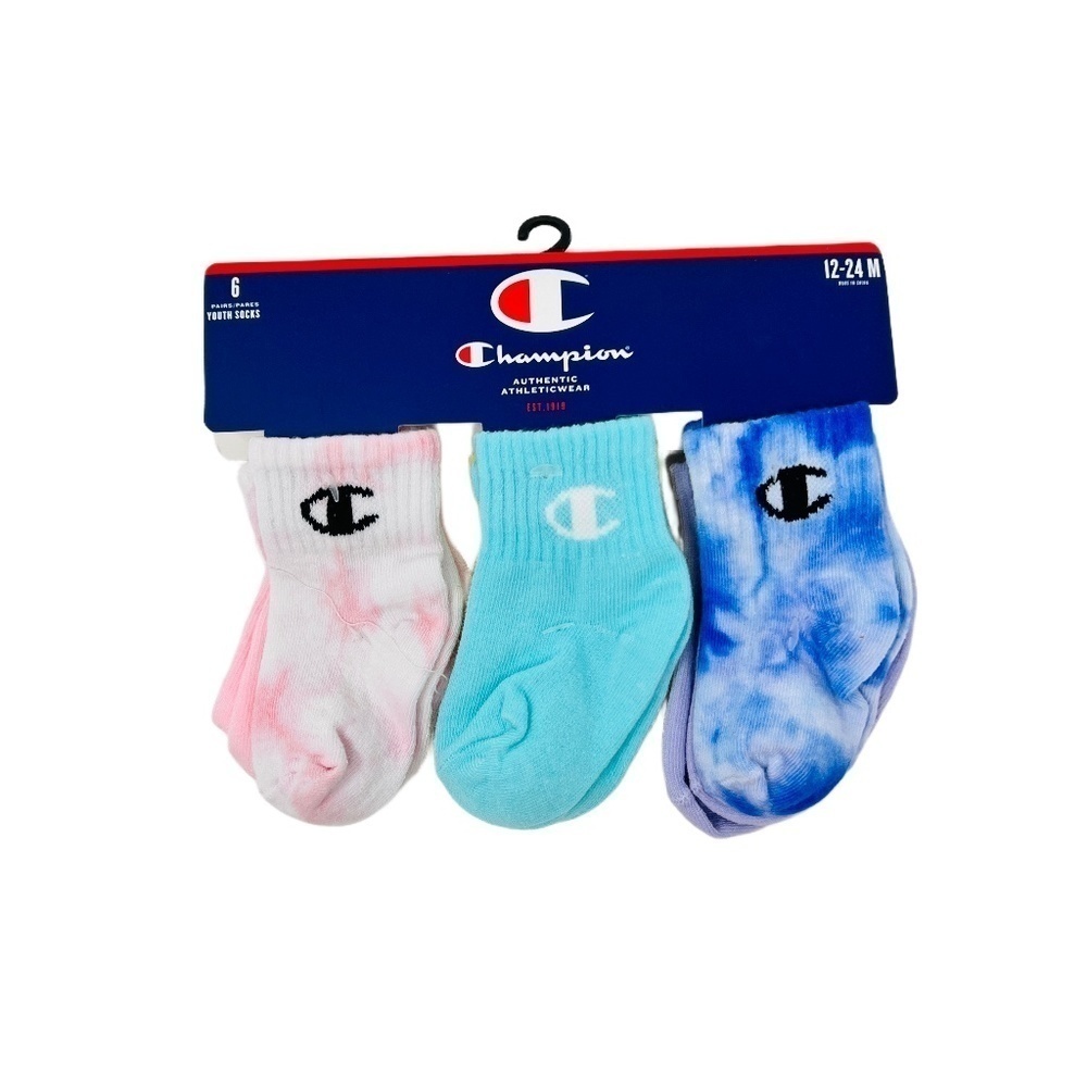 Champion Baby Tie Dye Socks 6 Pack - Picture 1 of 5